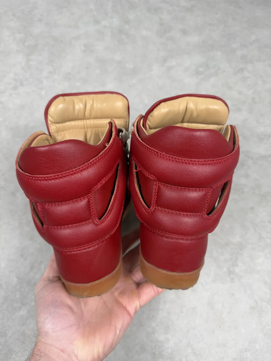 2012 Maison Margiela H&M Red High Leather Gum Sneakers rIpuyEJ 4