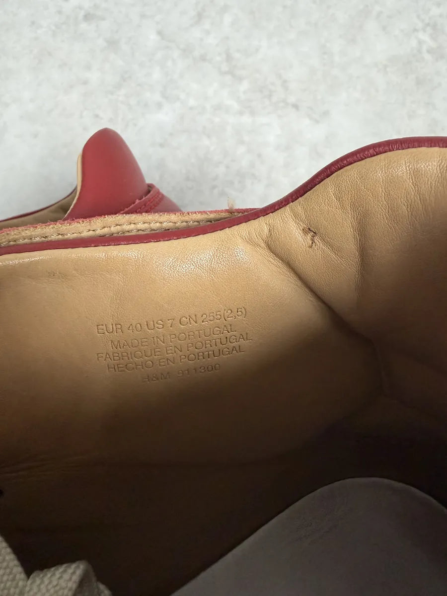 2012 Maison Margiela H&M Red High Leather Gum Sneakers rIpuyEJ 5