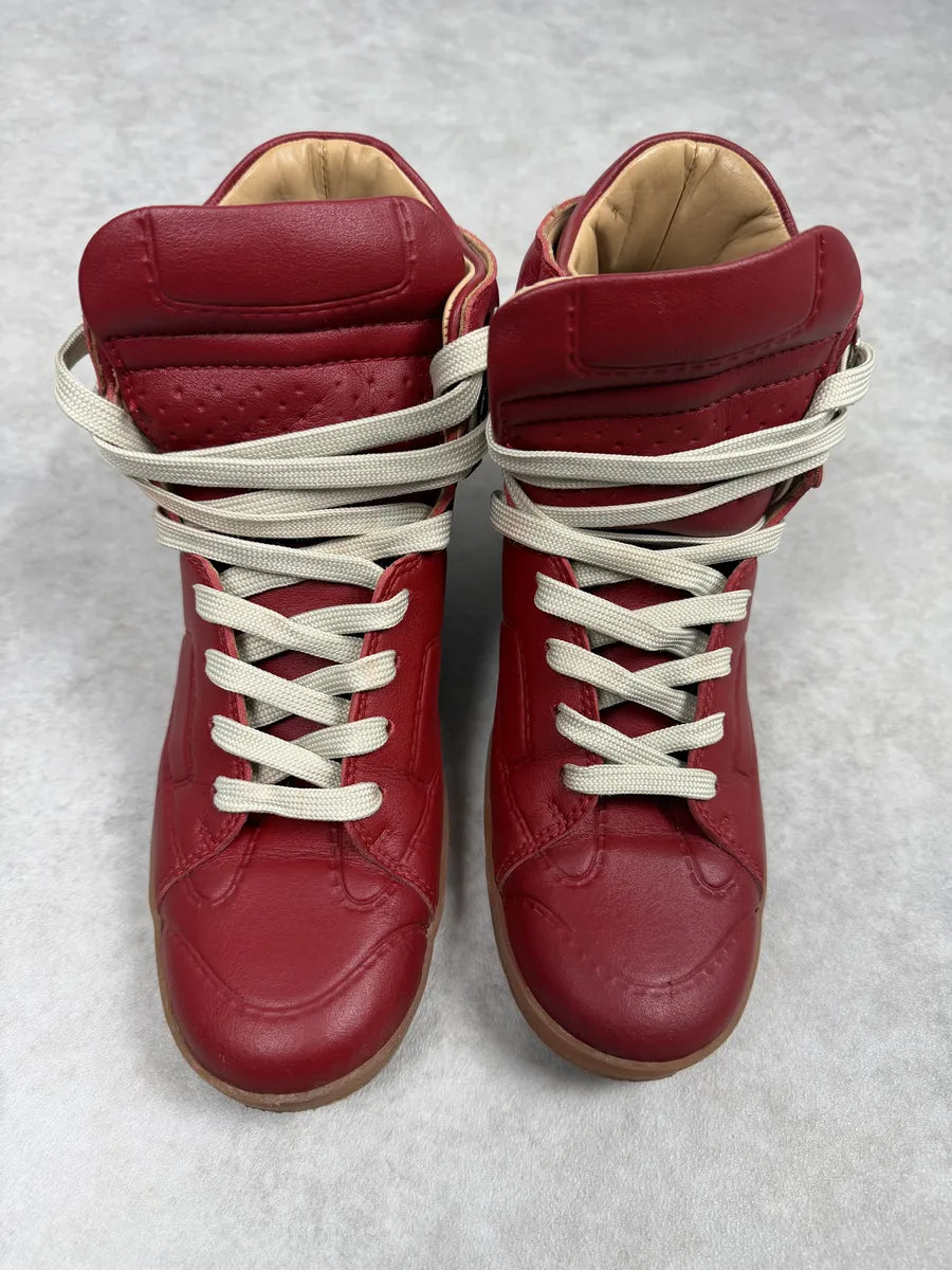 2012 Maison Margiela H&M Red High Leather Gum Sneakers rIpuyEJ 6