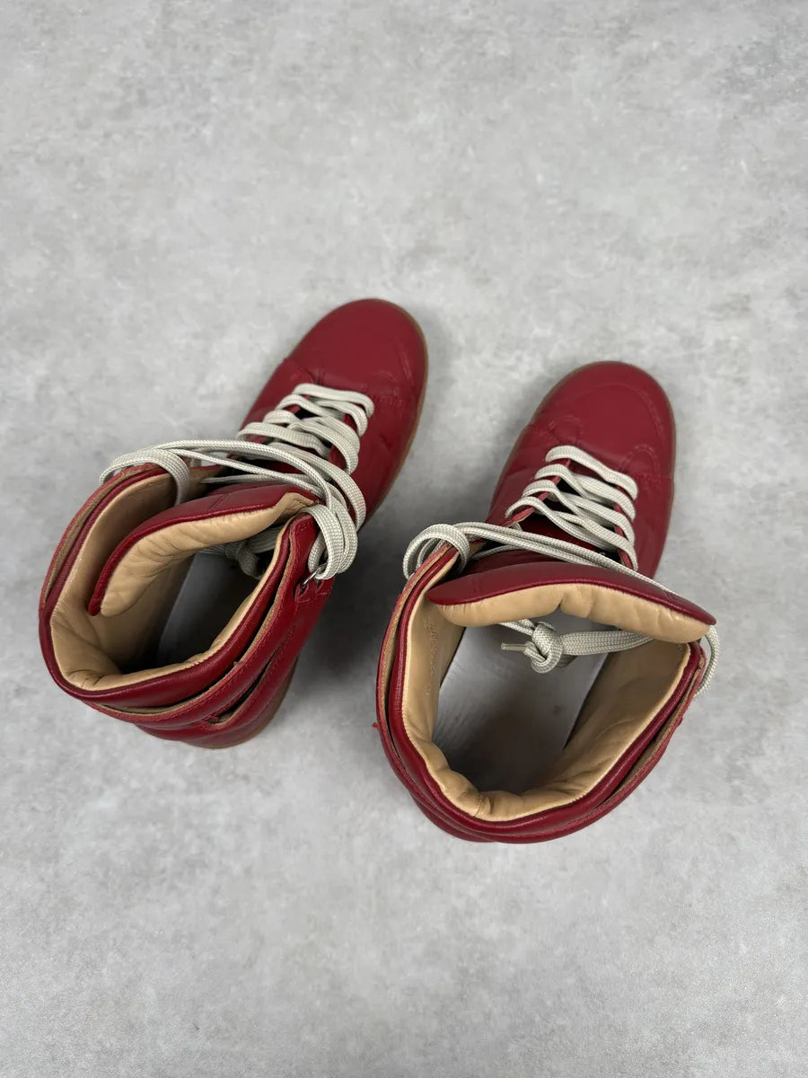 2012 Maison Margiela H&M Red High Leather Gum Sneakers rIpuyEJ 7