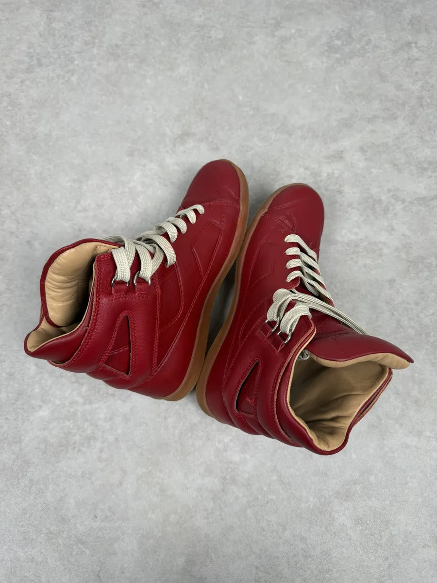 2012 Maison Margiela H&M Red High Leather Gum Sneakers rIpuyEJ 9