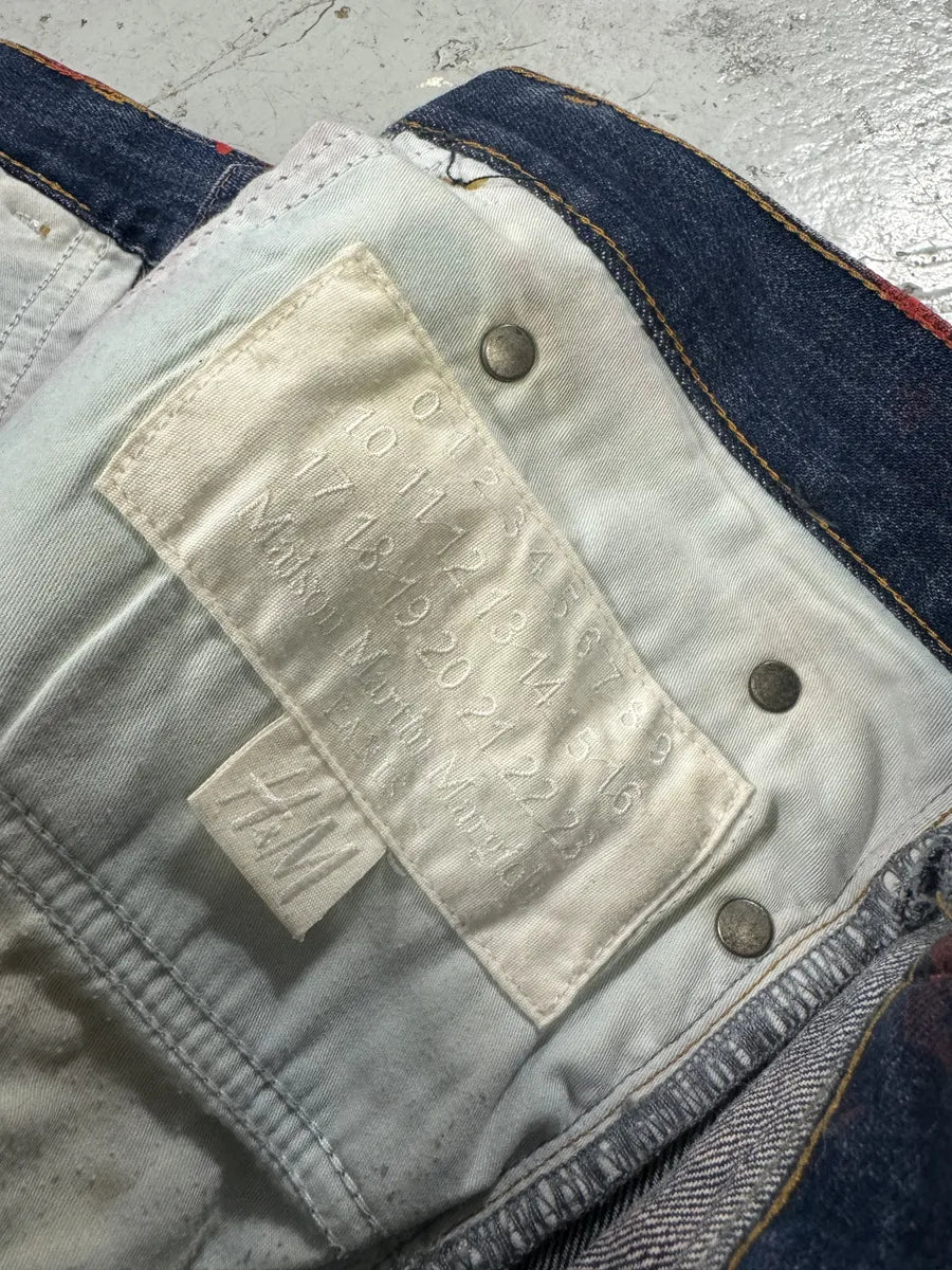 2012 Maison Margiela H&M Red Painted Slim Denim Jeans sozVNtE 10