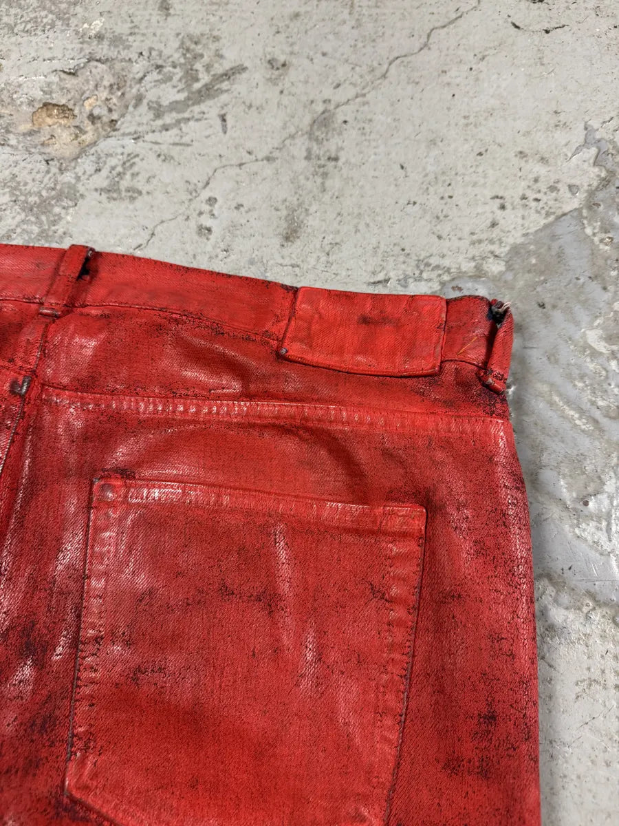 2012 Maison Margiela H&M Red Painted Slim Denim Jeans sozVNtE 6
