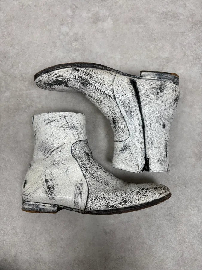 2012 Maison Margiela H&M White Leather Boots ZjFLYXZ 2