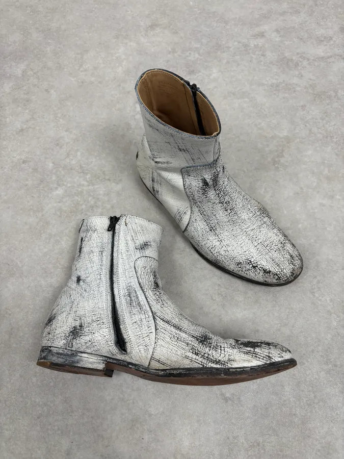 2012 Maison Margiela H&M White Leather Boots ZjFLYXZ 3