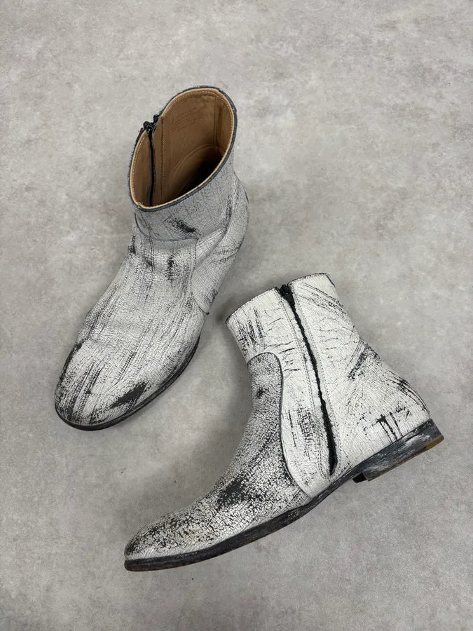 2012 Maison Margiela H&M White Leather Boots ZjFLYXZ 4