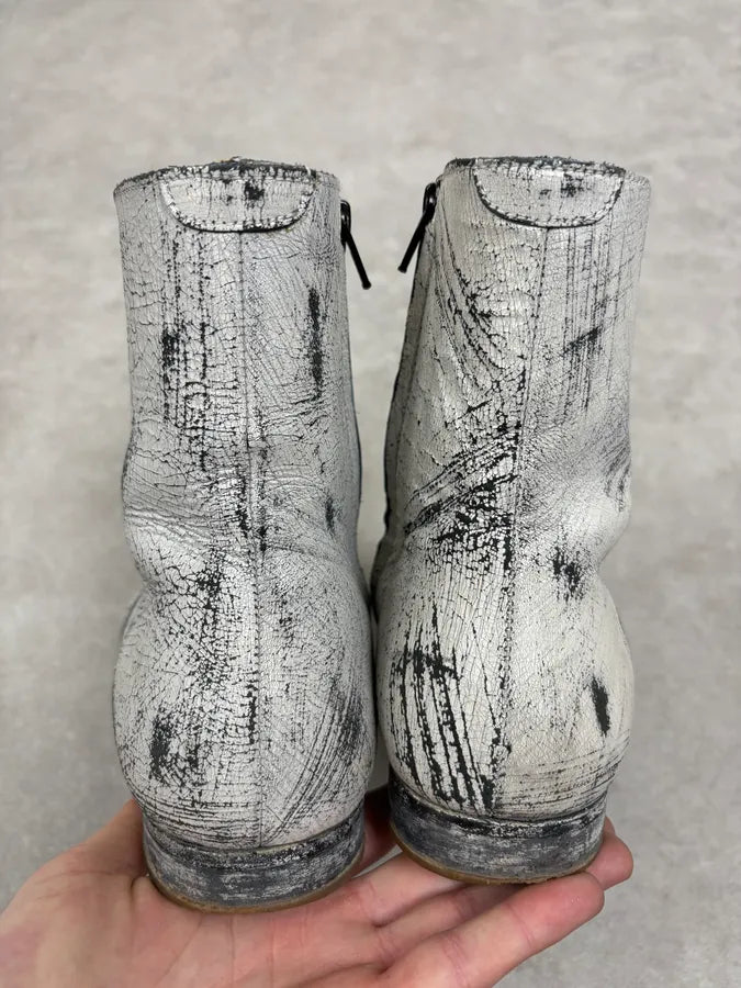 2012 Maison Margiela H&M White Leather Boots ZjFLYXZ 5