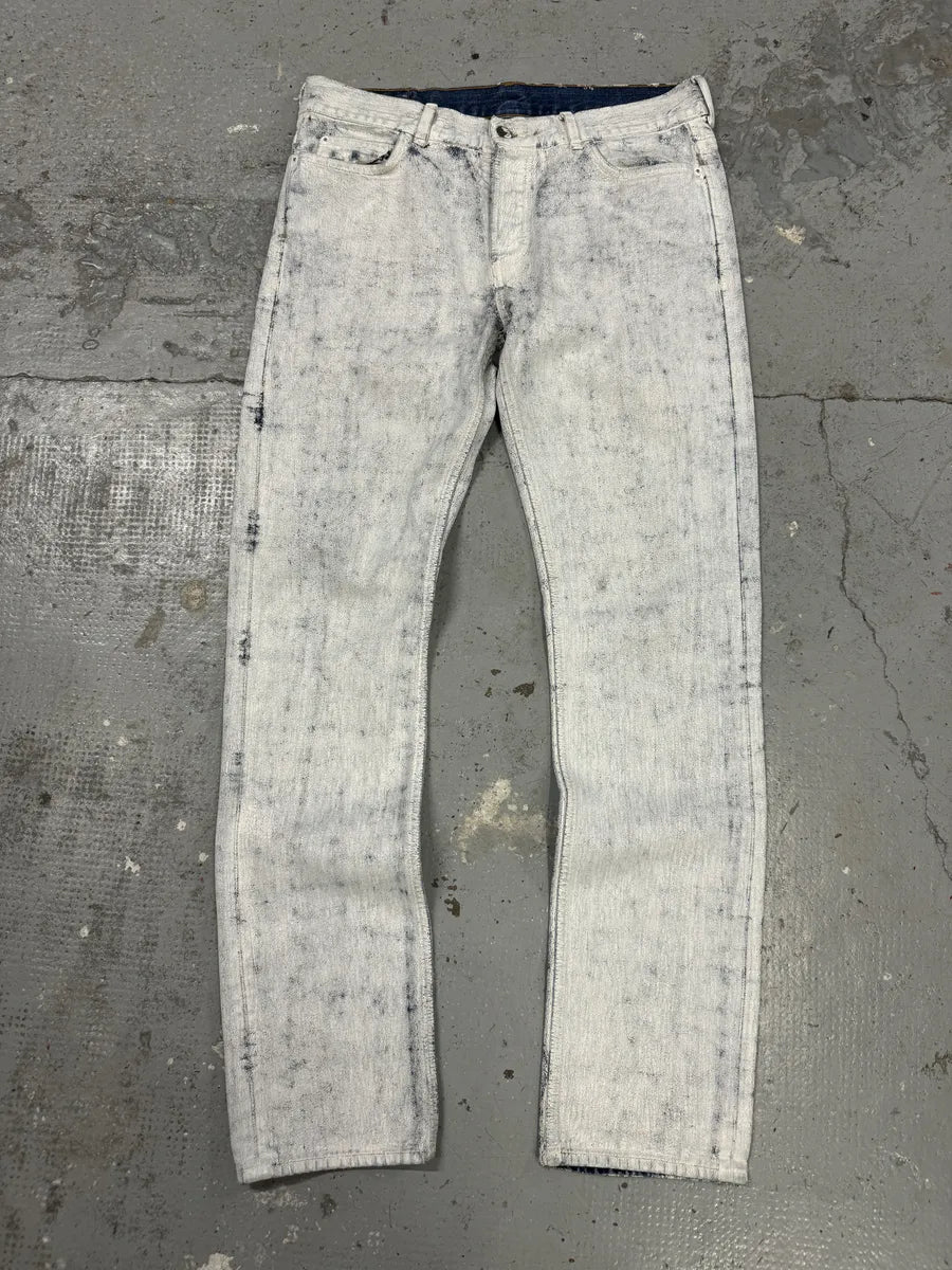 2012 Maison Margiela H&M White Painted Denim Jeans tFPxBUz 0