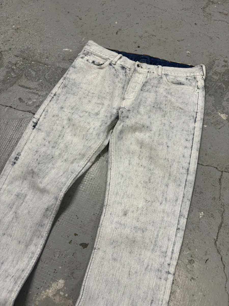2012 Maison Margiela H&M White Painted Denim Jeans tFPxBUz 10