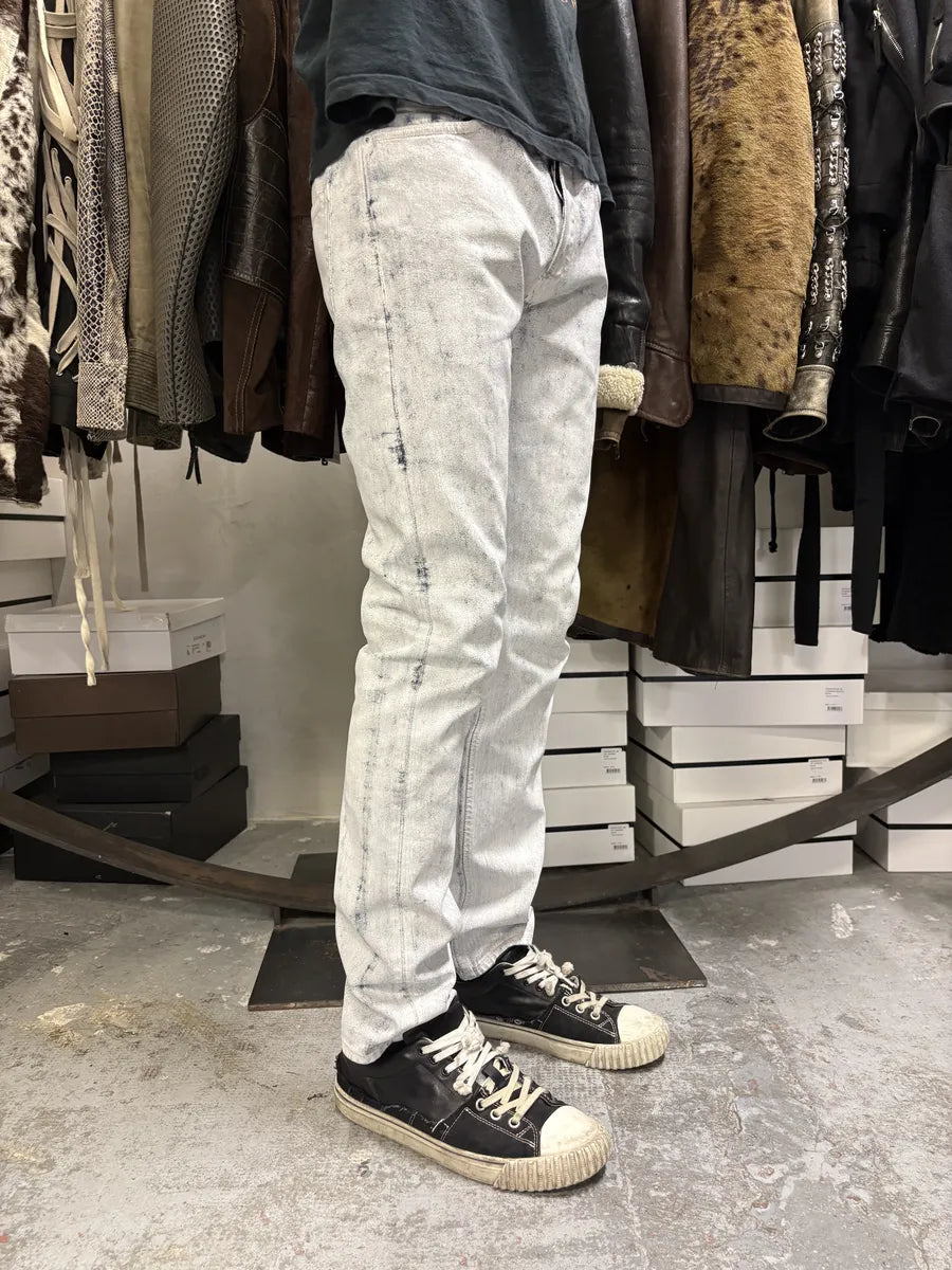 2012 Maison Margiela H&M White Painted Denim Jeans tFPxBUz 4