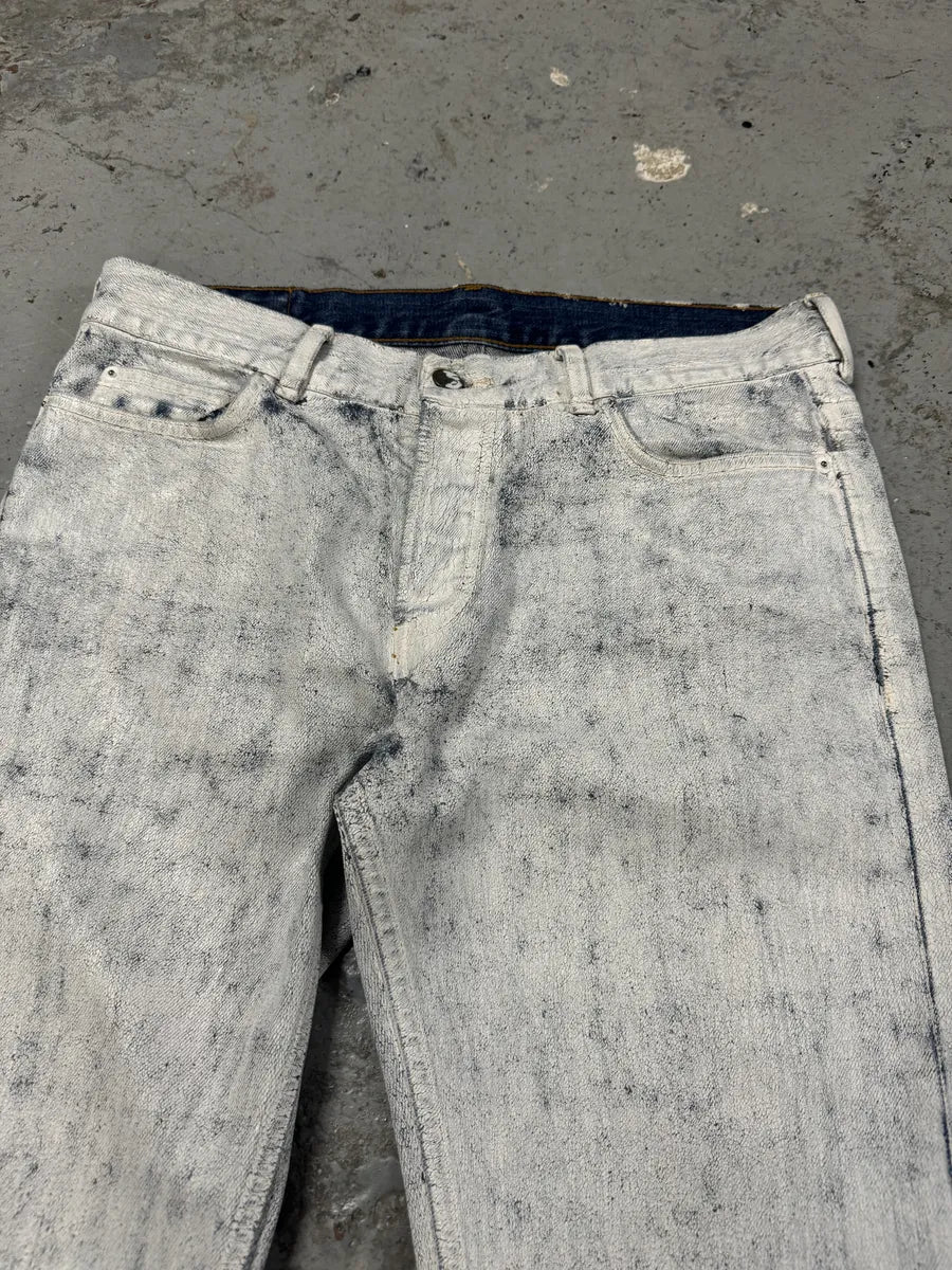 2012 Maison Margiela H&M White Painted Denim Jeans tFPxBUz 7