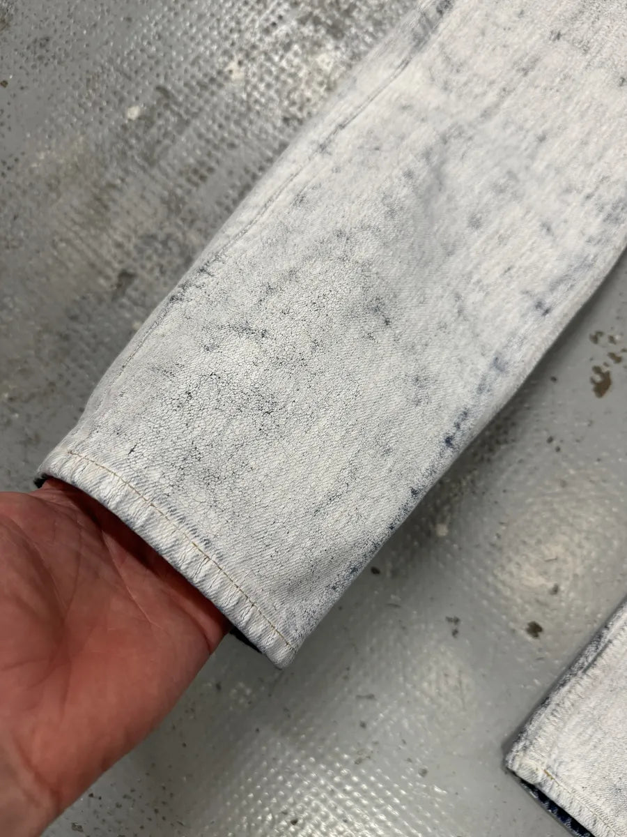 2012 Maison Margiela H&M White Painted Denim Jeans tFPxBUz 9