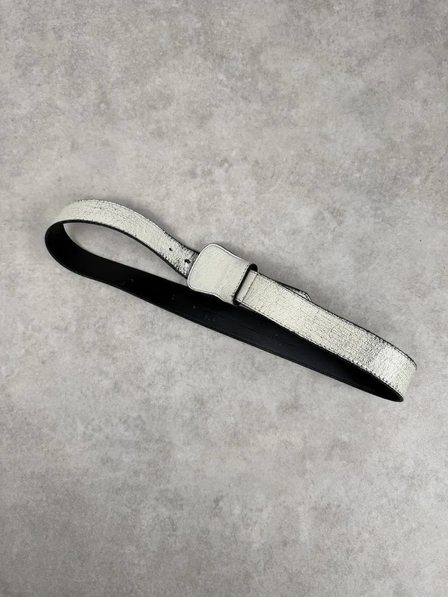 2012 Maison Margiela H&M White Painted Leather Belt FgFsDYT 1