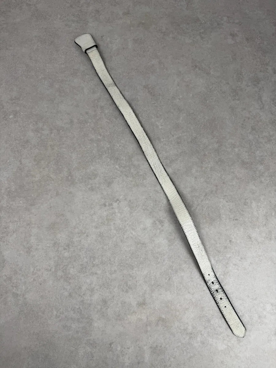 2012 Maison Margiela H&M White Painted Leather Belt FgFsDYT 3
