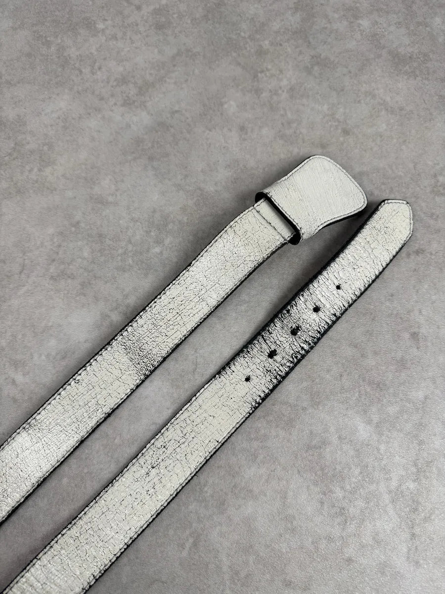 2012 Maison Margiela H&M White Painted Leather Belt FgFsDYT 4