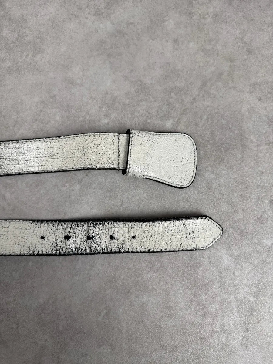2012 Maison Margiela H&M White Painted Leather Belt FgFsDYT 8