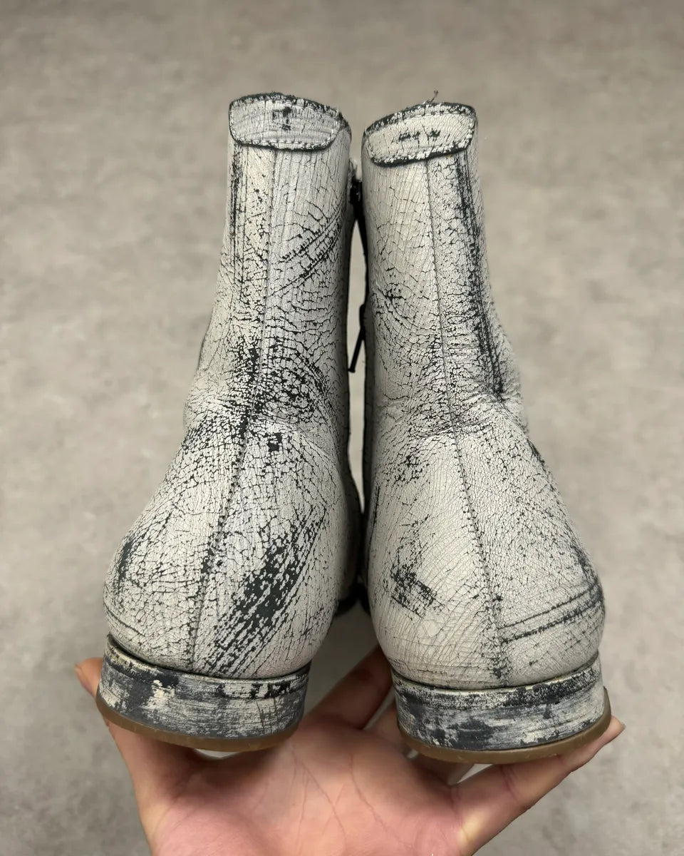2012 Maison Margiela x H&M Chelsea White Painted Leather Boots Painted  IePiRjO 6