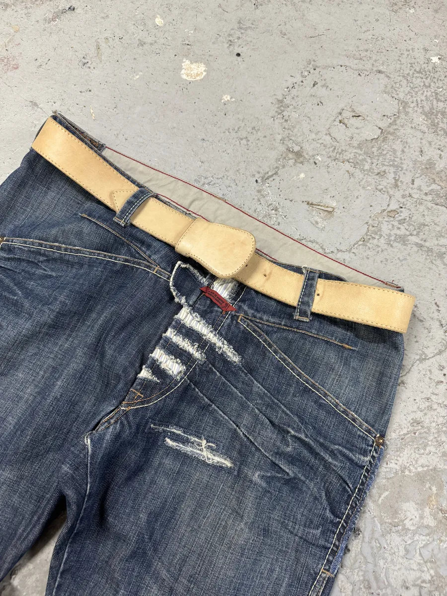 2012 Maison Martin Margiela Beige Leather Cowboy Belt zwmsOQQ 0