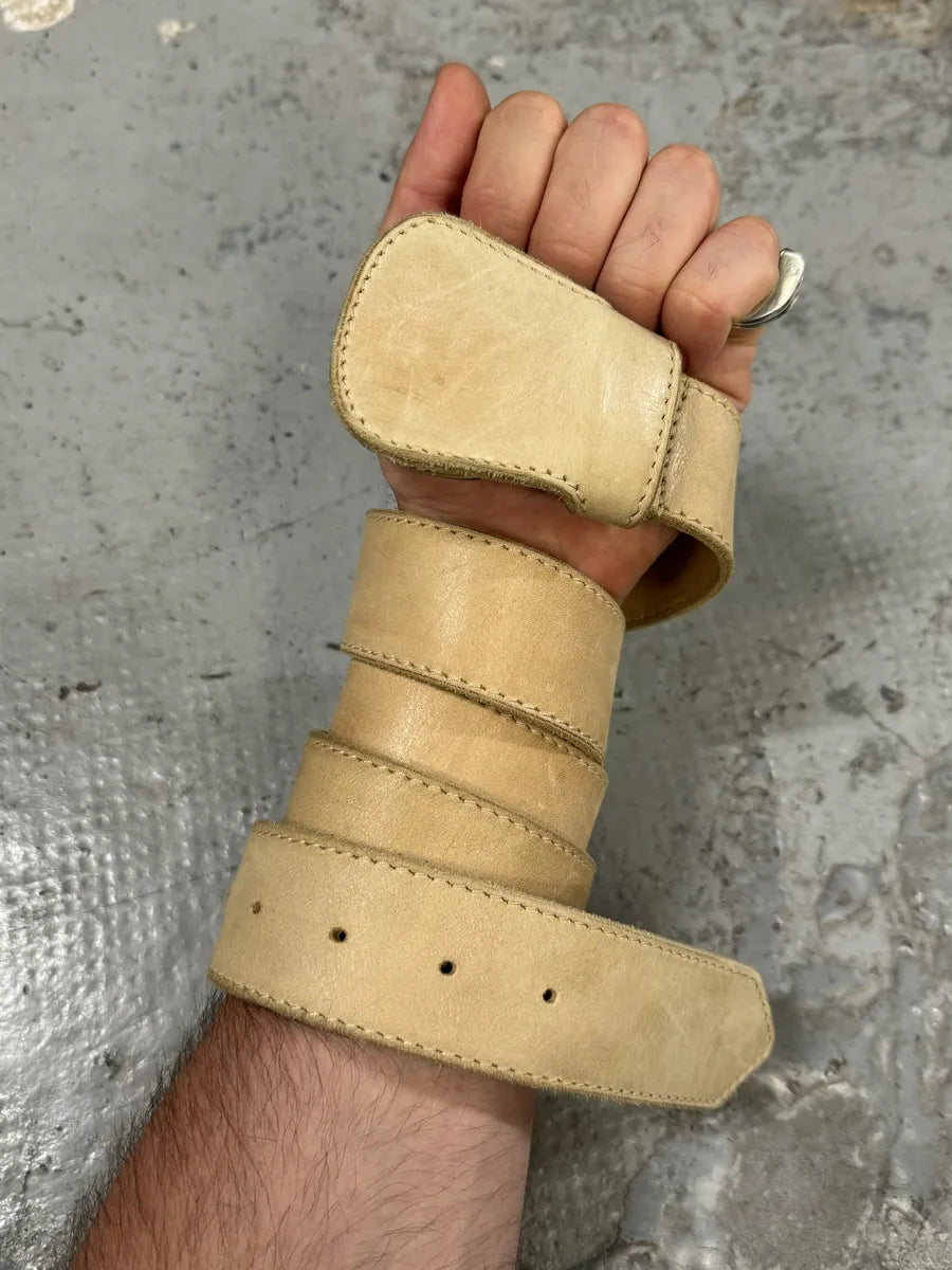 2012 Maison Martin Margiela Beige Leather Cowboy Belt zwmsOQQ 1