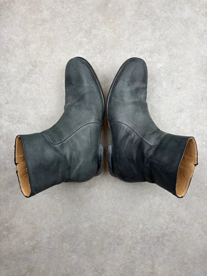 2012 Maison Martin Margiela H&M Teal Grey Leather Boots AkxlHLK 4