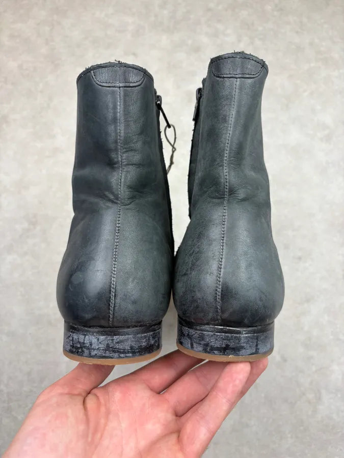 2012 Maison Martin Margiela H&M Teal Grey Leather Boots AkxlHLK 6
