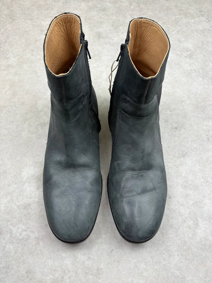 2012 Maison Martin Margiela H&M Teal Grey Leather Boots AkxlHLK 1