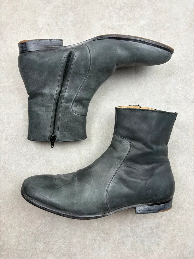2012 Maison Martin Margiela H&M Teal Grey Leather Boots AkxlHLK 3