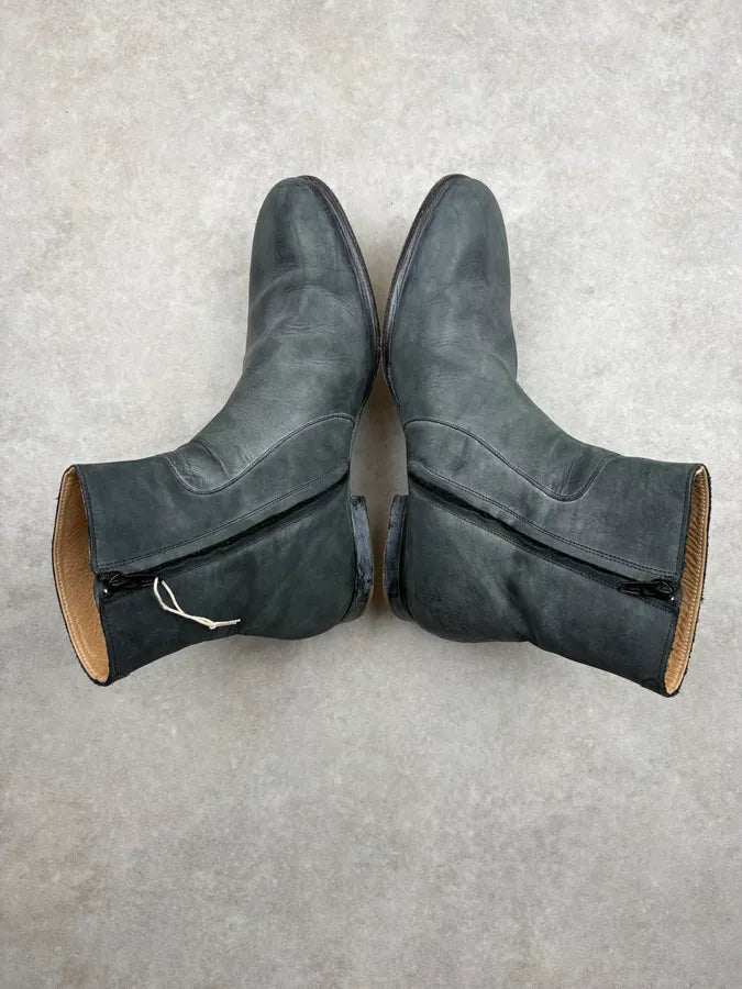 2012 Maison Martin Margiela H&M Teal Grey Leather Boots AkxlHLK 5