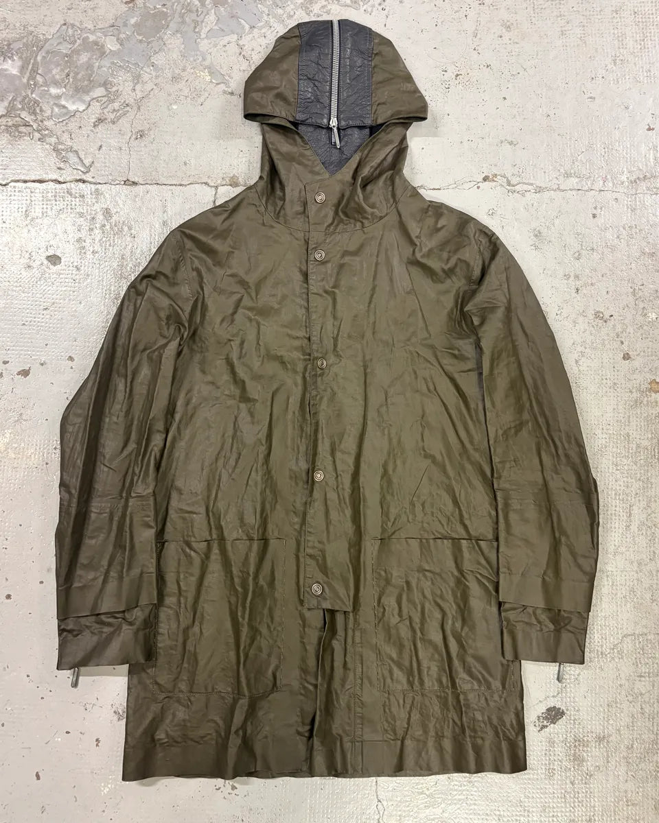 AW2011 Balenciaga Khaki Blend Hooded Long Anorak Jacket gUXSSvf 0