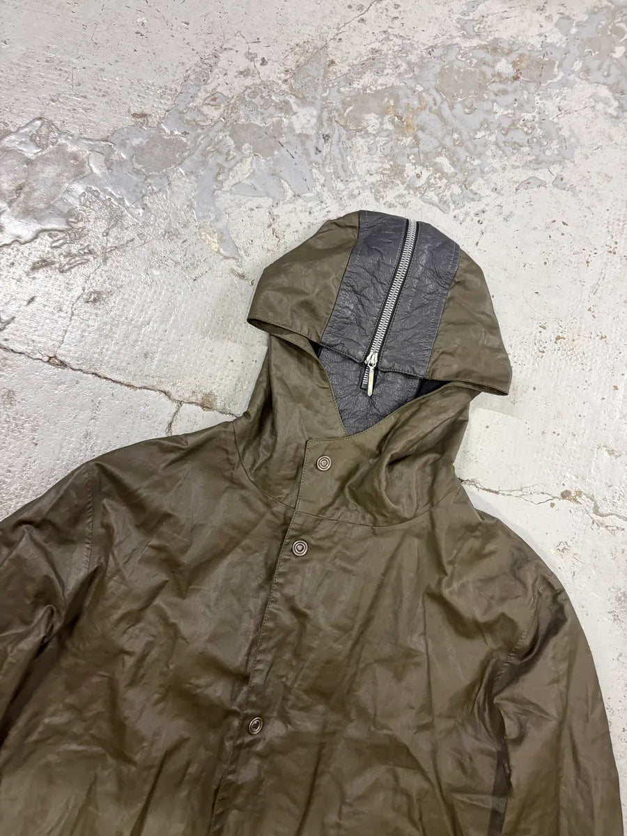 AW2011 Balenciaga Khaki Blend Hooded Long Anorak Jacket gUXSSvf 4