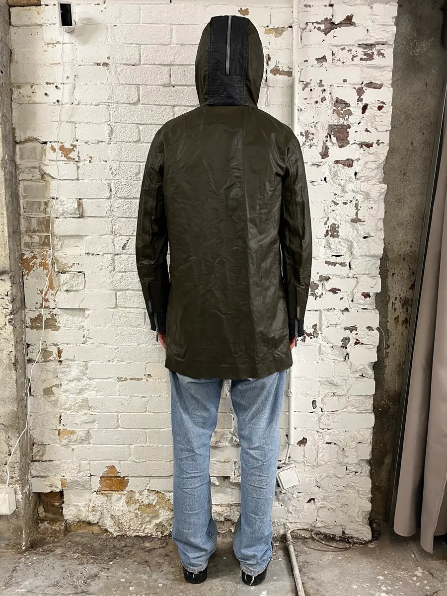 AW2011 Balenciaga Khaki Blend Hooded Long Anorak Jacket gUXSSvf 3