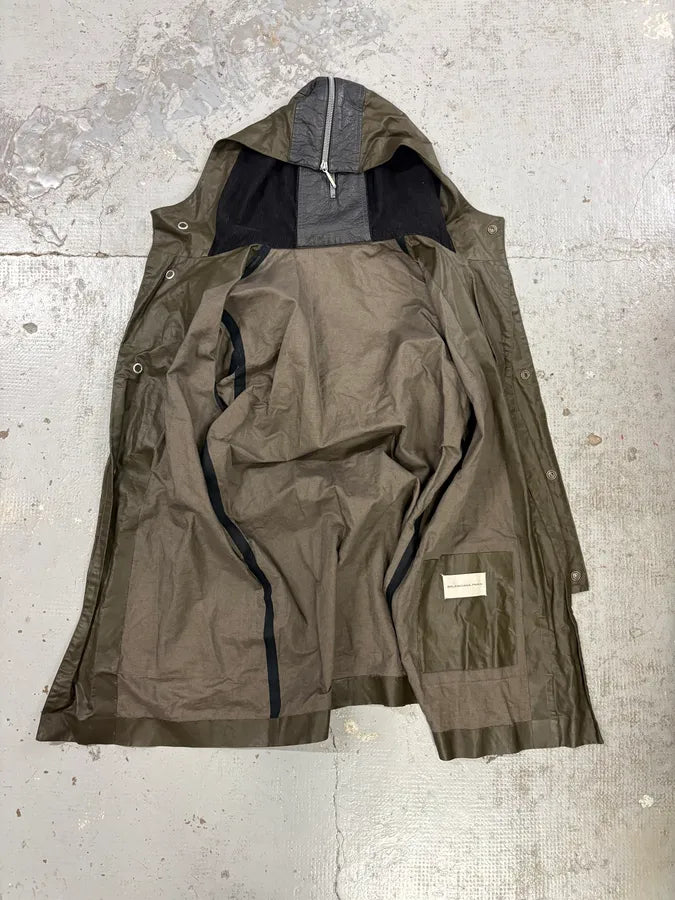 AW2011 Balenciaga Khaki Blend Hooded Long Anorak Jacket gUXSSvf 8
