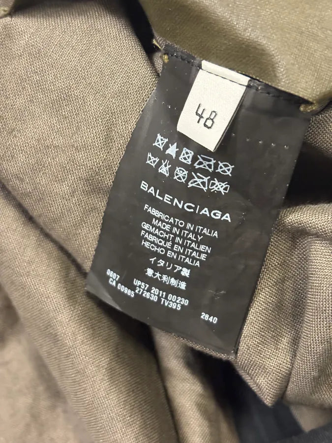 AW2011 Balenciaga Khaki Blend Hooded Long Anorak Jacket gUXSSvf 11