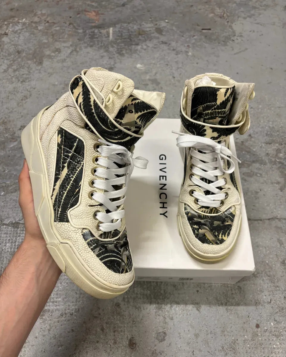 2013 Givenchy Tyson Palm High White Leather Sneakers XEeFhLw 0