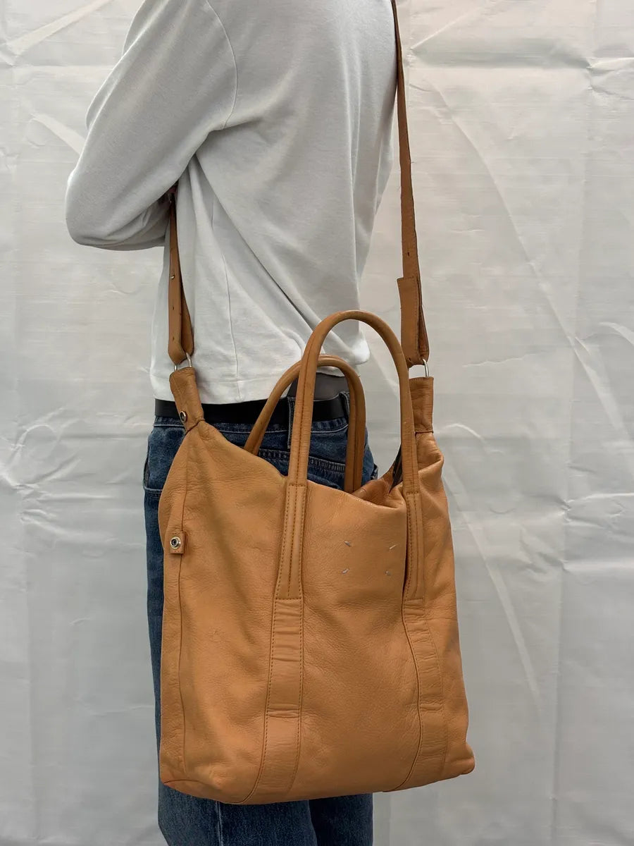 AW2013 Maison Margiela Tan Leather Beige Signature Handle Bag iIsFPQO 2