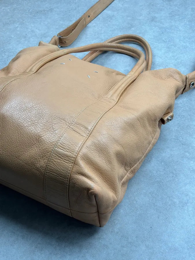 AW2013 Maison Margiela Tan Leather Beige Signature Handle Bag iIsFPQO 3