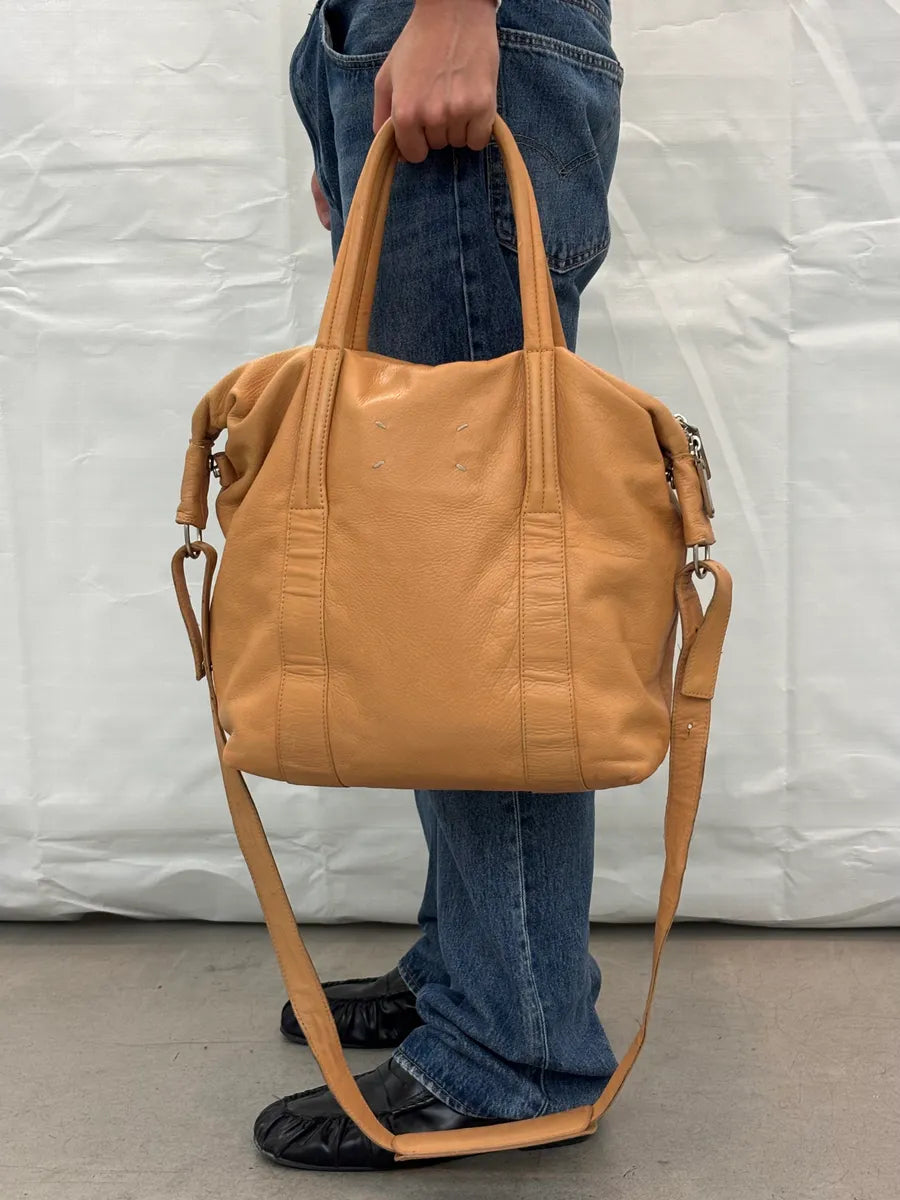 AW2013 Maison Margiela Tan Leather Beige Signature Handle Bag iIsFPQO 0