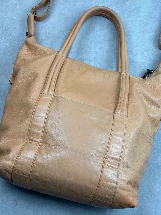 AW2013 Maison Margiela Tan Leather Beige Signature Handle Bag iIsFPQO 9