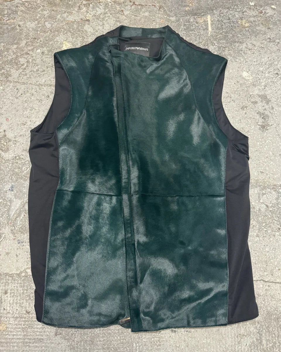 2013 Prototype Emporio Armani Asymmetrical Pony Hair Green Vest kUDZEhq 0