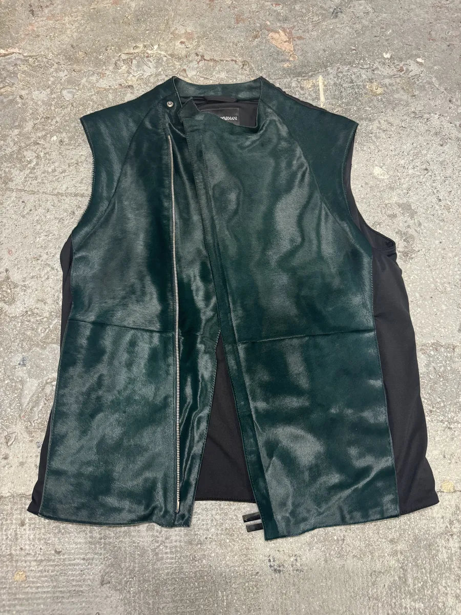 2013 Prototype Emporio Armani Asymmetrical Pony Hair Green Vest kUDZEhq 5