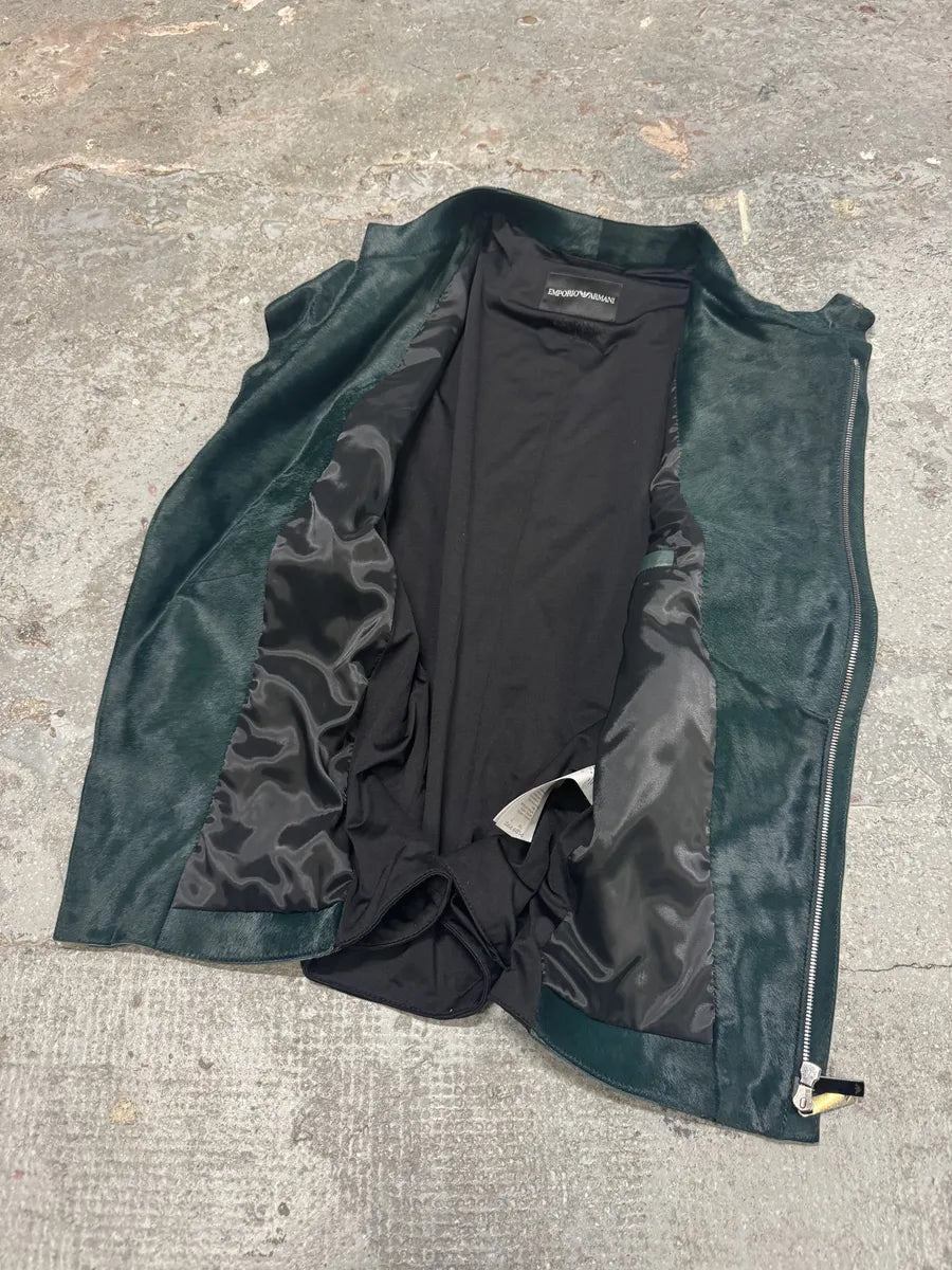 2013 Prototype Emporio Armani Asymmetrical Pony Hair Green Vest kUDZEhq 6