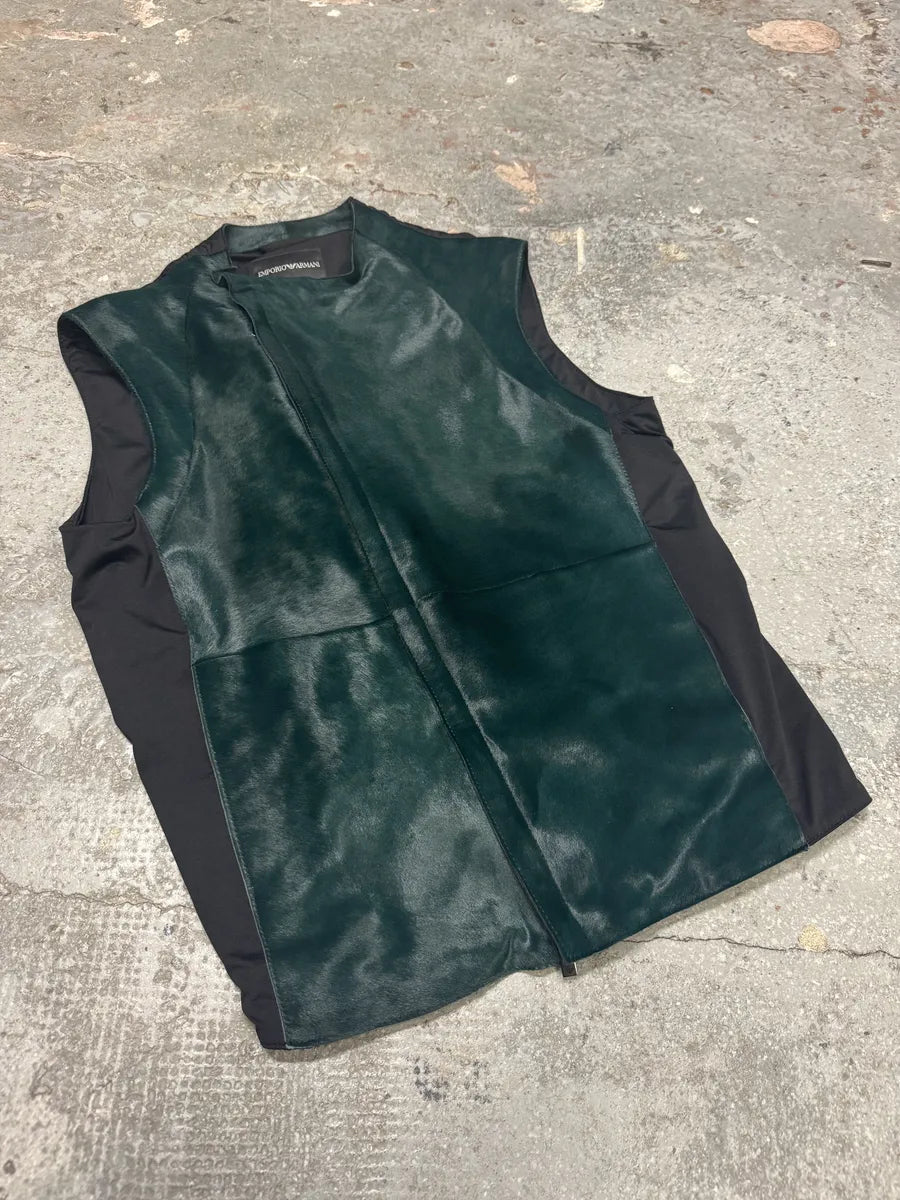 2013 Prototype Emporio Armani Asymmetrical Pony Hair Green Vest kUDZEhq 7