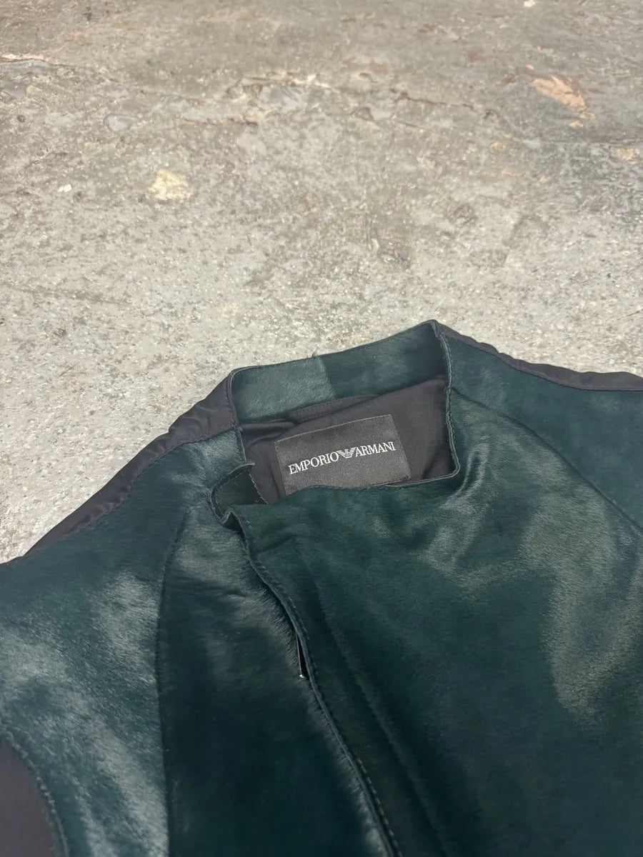 2013 Prototype Emporio Armani Asymmetrical Pony Hair Green Vest kUDZEhq 8