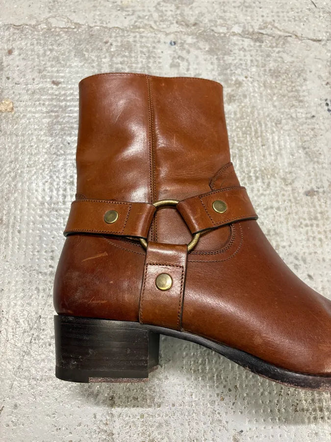 2014 Saint Laurent Wyatt Brown Leather Ankle Boots lThzhnd 6