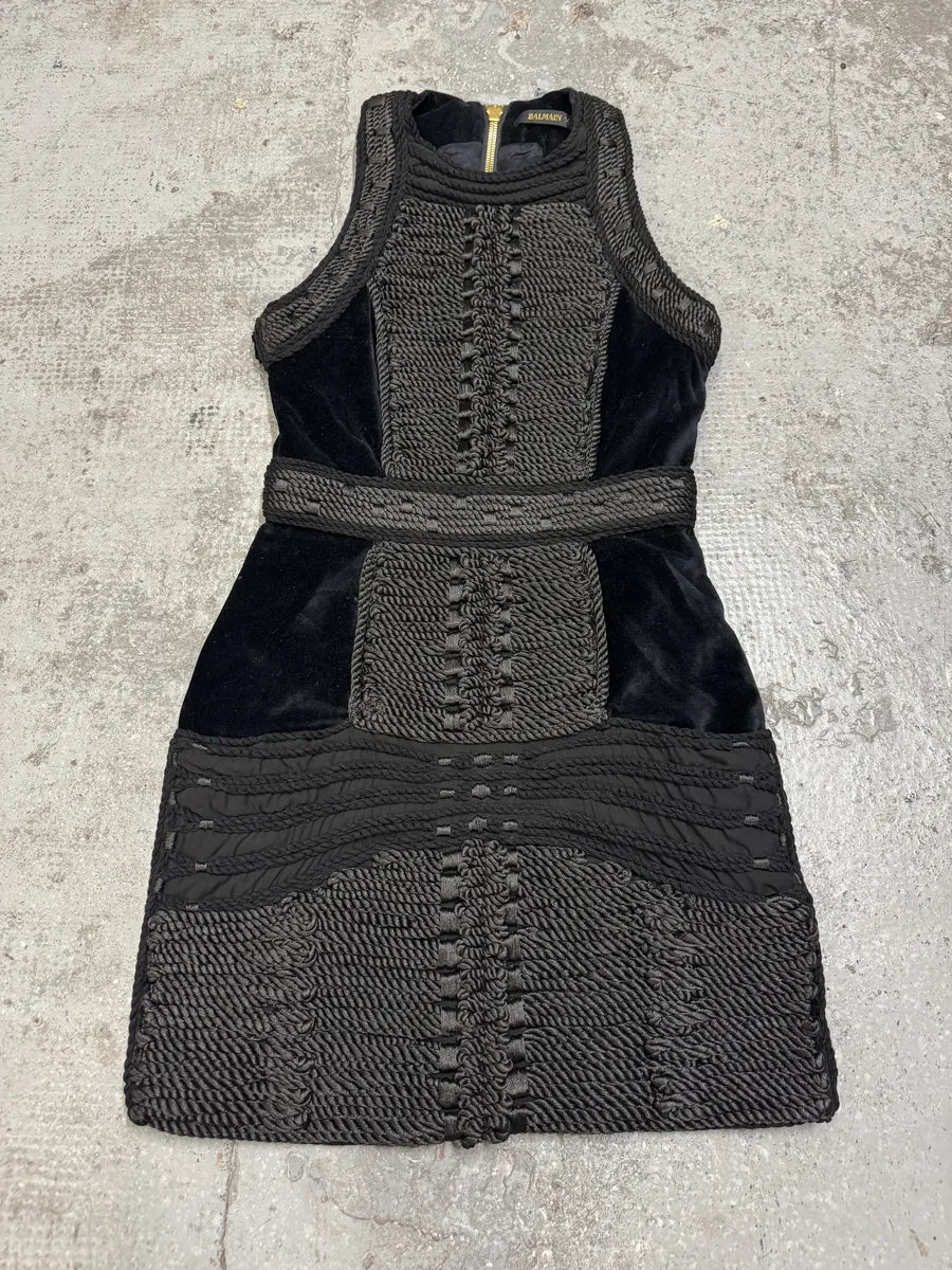 2015 Balmain H&M Black Braided Details Contemporary Dress PFfrxZC 0