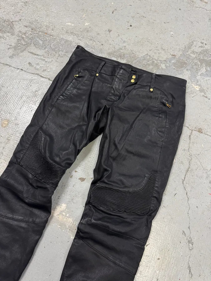 2015 Balmain H&M Black Leather Biker Pants by Olivier Roustaing STfDwVO 4