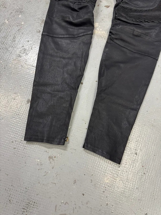 2015 Balmain H&M Black Leather Biker Pants by Olivier Roustaing STfDwVO 8