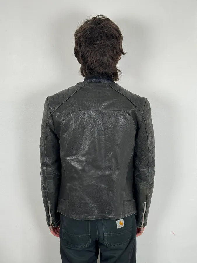 2015 Balmain H&M Black Leather Horpist Avant-Garde Rock Jacket rscNkzX 2