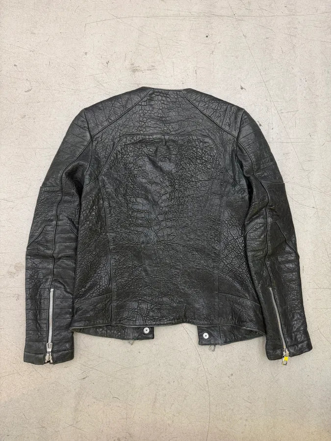2015 Balmain H&M Black Leather Perfecto Biker Jacket hnuExfL 1