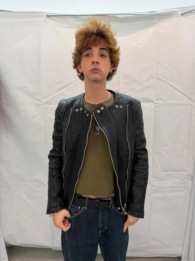 2015 Balmain H&M Black Leather Perfecto Biker Jacket hnuExfL 3